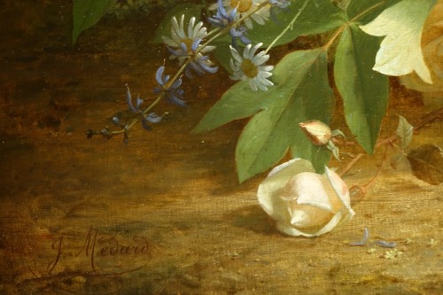 Nature morte au panier de fleurs et arrosoir - Jules MEDARD, vers 1890 - Napoléon III