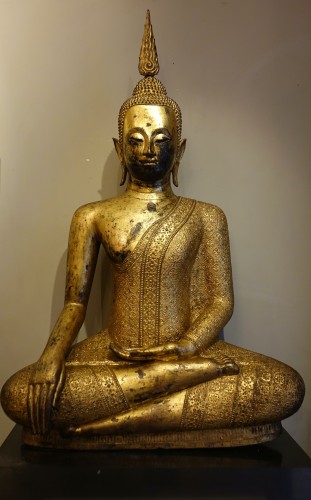 Very large bronze Ratanakosin Buddha, Thailand 19th century - Asian Works of Art Style 