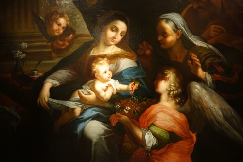 La Sainte Famille avec Sainte Anne et un ange, école romaine 2e moitié du 18e siècle