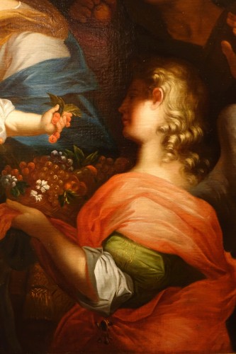 Tableaux et dessins Tableaux XVIIIe siècle - La Sainte Famille avec Sainte Anne et un ange, école romaine 2e moitié du 18e siècle