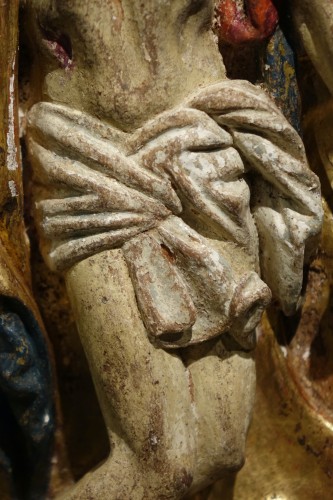Trinité en bois sculpté et polychromé, Allemagne vers 1500 - Art sacré, objets religieux Style Renaissance