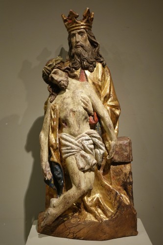 Art sacré, objets religieux  - Trinité en bois sculpté et polychromé, Allemagne vers 1500