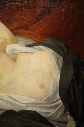 19th century - Young woman in bed, France circa 1830-1840