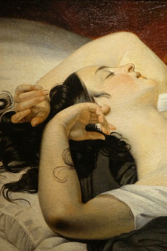 Young woman in bed, France circa 1830-1840 - Louis-Philippe