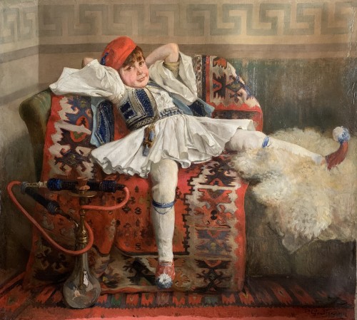 20th century - Young boy dressed as an evzone - Fernand Gaudfroy, 1908