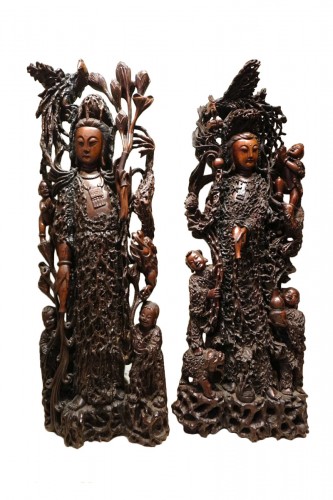 Deux Guanyins Chine 19e siècle