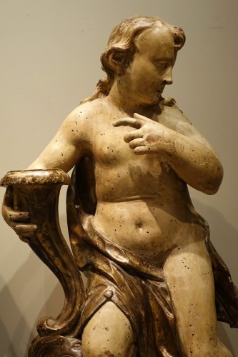 Paire de grandes statues baroques, Italie Gênes 17e siècle - Art sacré, objets religieux Style Louis XIII