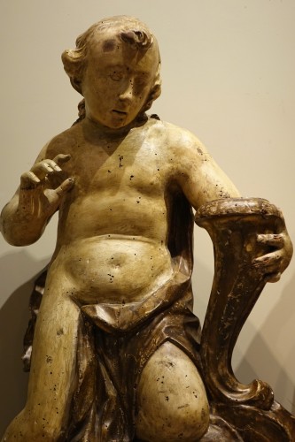 Art sacré, objets religieux  - Paire de grandes statues baroques, Italie Gênes 17e siècle