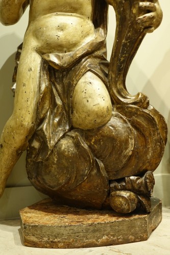 Paire de grandes statues baroques, Italie Gênes 17e siècle - La Crédence