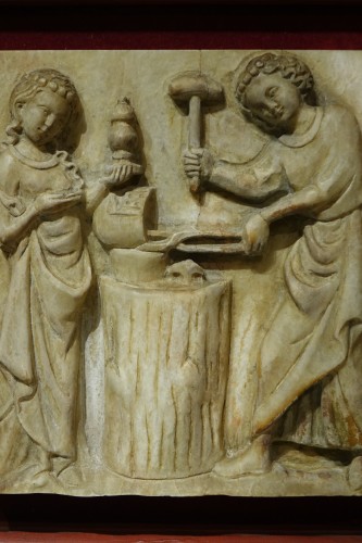 Haut relief en albâtre, Espagne 14e siècle - Sculpture Style Moyen Âge