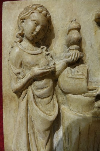 Sculpture Sculpture en Marbre - Haut relief en albâtre, Espagne 14e siècle