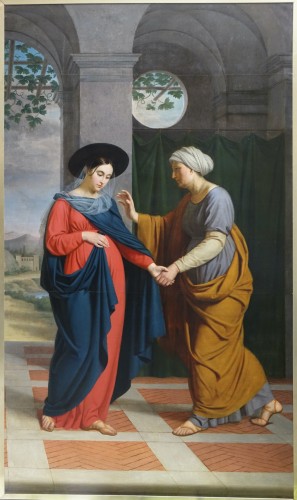 Très grande toile "La Visitation "- France vers 1820  - Tableaux et dessins Style Restauration - Charles X