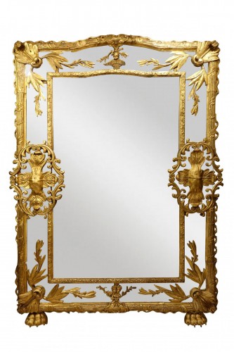 Grand miroir en bois doré, Italie, 18e siècle