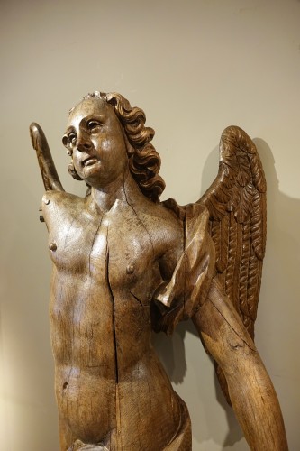 Sculpture  - Very Large Oak Winged Angel, 17th century