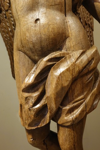 Antiquités - Very Large Oak Winged Angel, 17th century