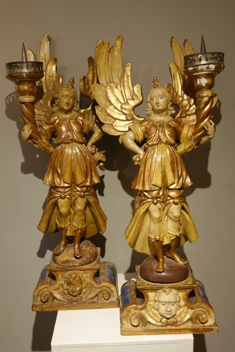 Art sacré, objets religieux  - Quatre anges céroféraires, Provence ou Italie 17e siècle