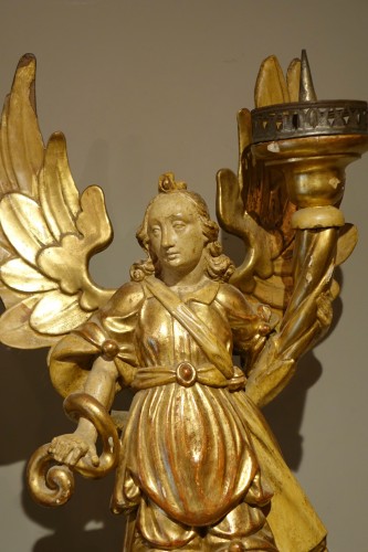 Antiquités - Quatre anges céroféraires, Provence ou Italie 17e siècle