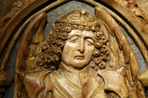 Renaissance - Saint Michel et Saint Georges, mi-relief en bois de tilleul Allemagne vers 1500