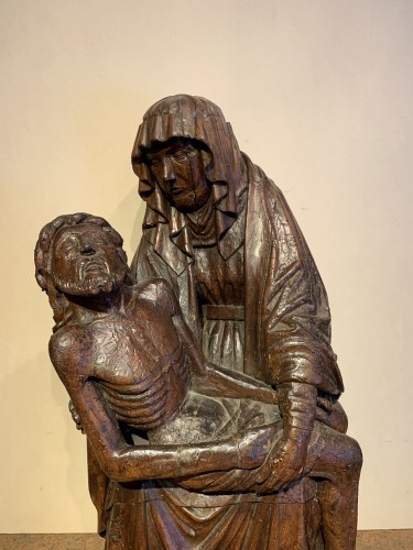 Pieta in oak wood, Germany, circa 1500 - Religious Antiques Style Renaissance