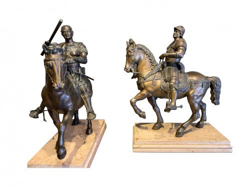 Pair of bronzes representing Venetian Condottiere, France or Italy, 19th c.
