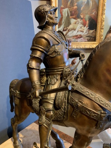 Antiquités - Paire de bronzes représentant des Condottiere Vénitiens, France ou Italie