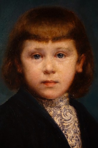 Tableaux et dessins Tableaux XIXe siècle - Grand portrait d'une jeune fille, Henri VOLLET( 1861-1945)