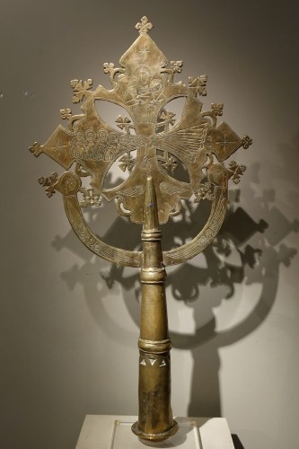 Art sacré, objets religieux  - Grande croix Copte en laiton, Ethiopie fin du 18e siècle