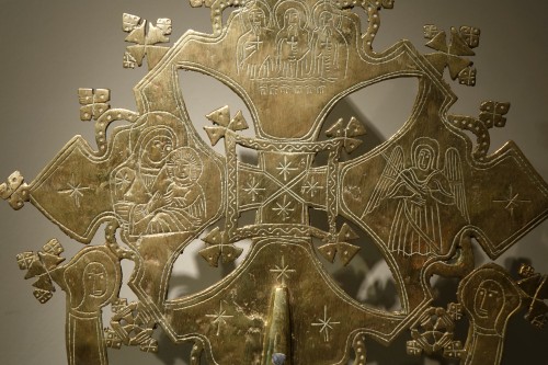 Grande croix Copte en laiton, Ethiopie fin du 18e siècle - La Crédence