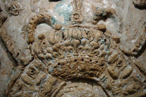Céramiques, Porcelaines  - Importante jarre en terre-cuite vernissée aux Grandes Armes de France (1814-1830)