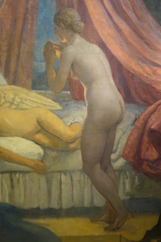 Le sommeil de Cupidon, A.M. RAYNOLT vers 1925-1930 - Tableaux et dessins Style Art Déco