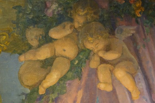 Antiquités - Le sommeil de Cupidon, A.M. RAYNOLT vers 1925-1930