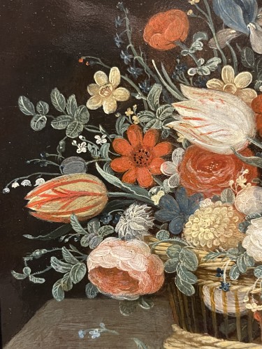 XVIIe siècle - Corbeille de fleurs - Jan Van KESSEL le jeune (1654-1708)