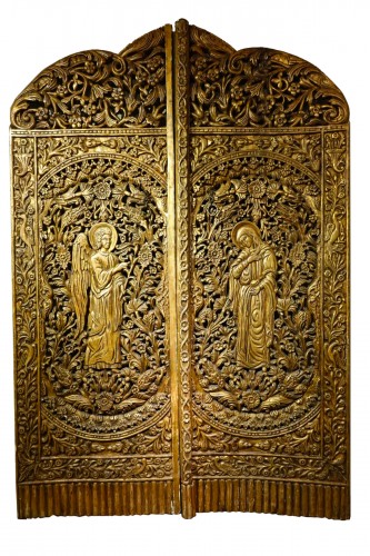 Iconostasis door depicting the Annunciation, Balkans? 19th century