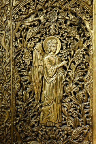 Iconostasis door depicting the Annunciation, Balkans? 19th century - Religious Antiques Style Napoléon III