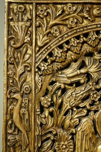 Art sacré, objets religieux  - Porte d'iconostase représentant l'Annonciation, Balkans? 19e siècle
