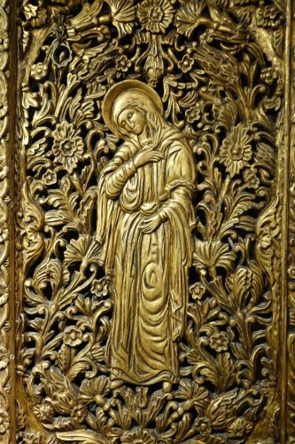 Porte d'iconostase représentant l'Annonciation, Balkans? 19e siècle - La Crédence