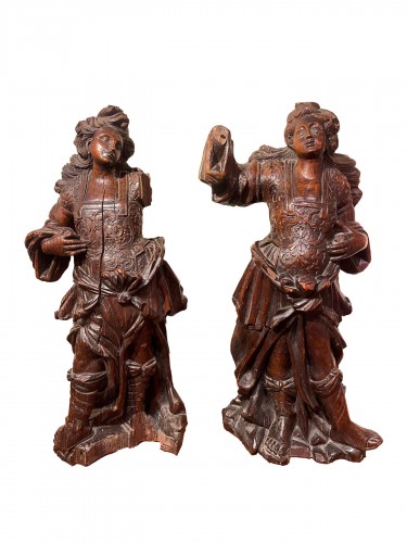 Pair of cereriferous angels, Flanders, 17th c.