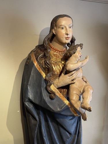 Sculpture Sculpture en Bois - Grande Vierge à l'Enfant, Tyrol 16e siècle