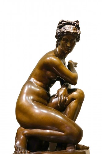 Large bronze by BARBEDIENNE, Crouching Aphrodite, 19th c.