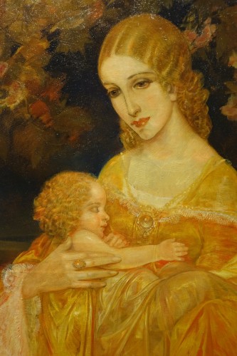 Paintings & Drawings  - Young woman with her child, Karel VAN BELLE, 1933