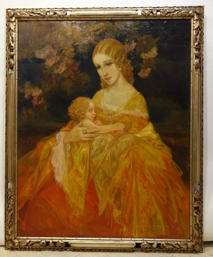 Antiquités - Young woman with her child, Karel VAN BELLE, 1933