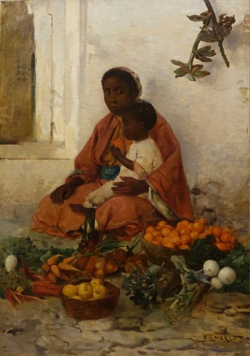 A young  Oriental saleswoman, Emile CHARLET (1851-1927)