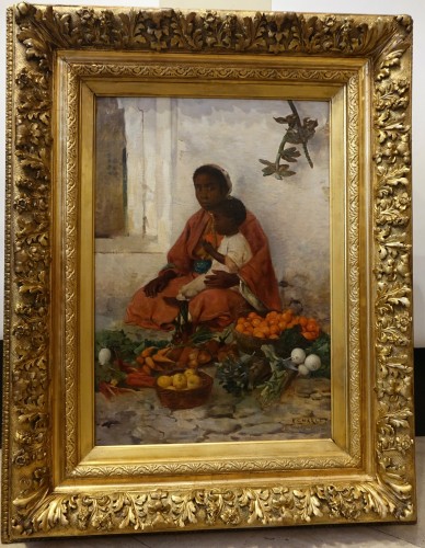 A young woman selling fruits in north Africa, Emile CHARLET (1851-1927)  - Paintings & Drawings Style Art nouveau