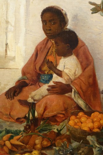 Paintings & Drawings  - A young woman selling fruits in north Africa, Emile CHARLET (1851-1927) 