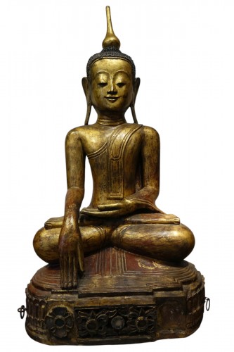 Grand Bouddha Birman en laque sèche, 19e siècle