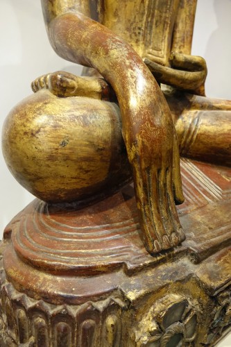 XIXe siècle - Grand Bouddha Birman en laque sèche, 19e siècle