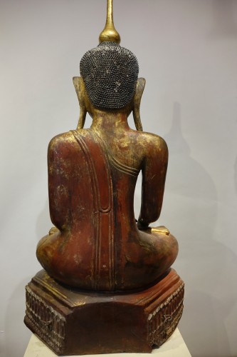 Grand Bouddha Birman en laque sèche, 19e siècle - 