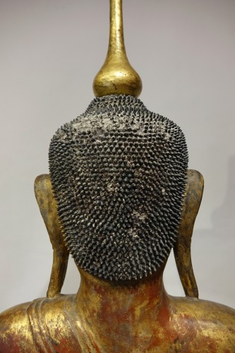 - Grand Bouddha Birman en laque sèche, 19e siècle