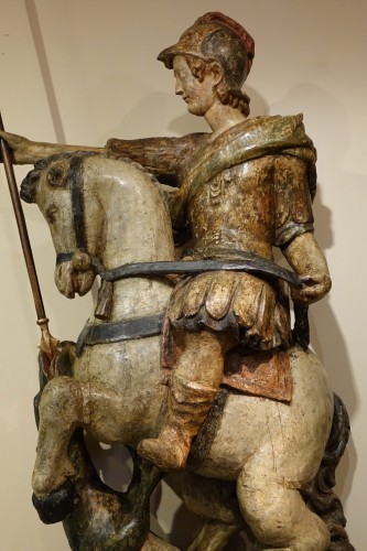 George Slaying The Dragon, 17th Century - Sculpture Style Louis XIII