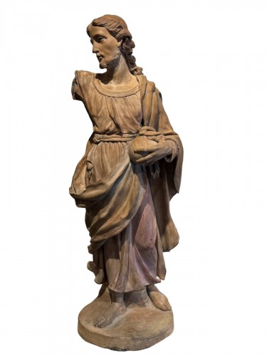 Christ bénissant - Grande terre cuite originale, France18e siècle